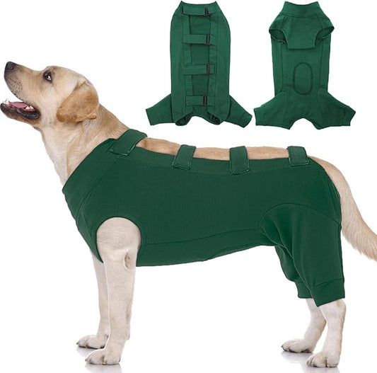 IECOii Pet Surgery Recovery Suit,Breathable Dog Bodysuit E-Collar & Cone Alternative Surgical Suit After Spayed/Neutered Wear,Recovery Suit for Dogs Male Female Sleeve to Prevent Licking,XL-Green
