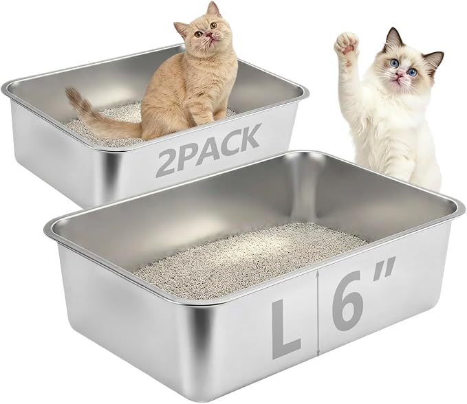 Homegroove Cat Scratch Furniture Protector, Stainless Steel Litter Box 2 Pack