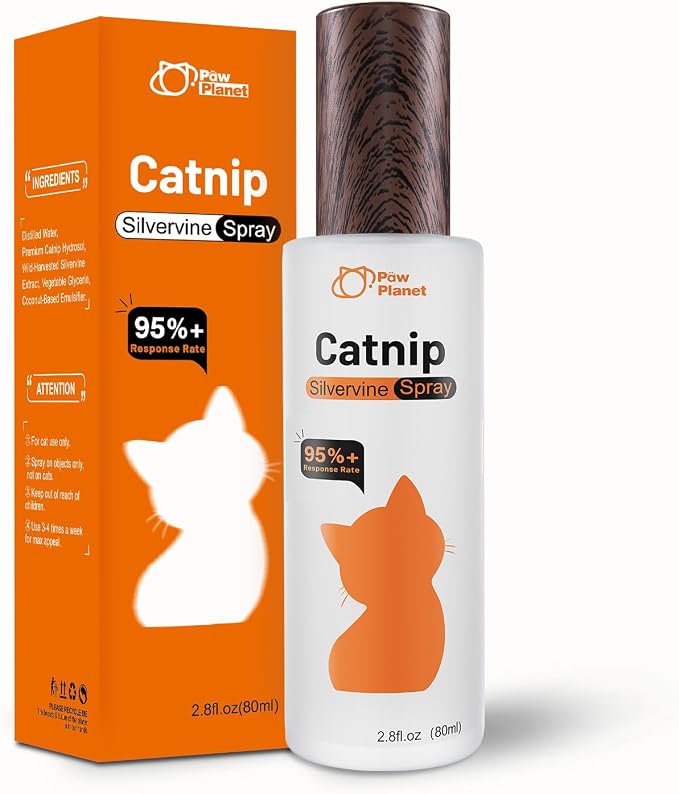 PAW PLANET 2.8 fl.oz. Advanced Catnip Spray with Silvervine for Indoor Cats & Kittens, High-Potency Formula, Natural Training & Play Mist (Animal)
