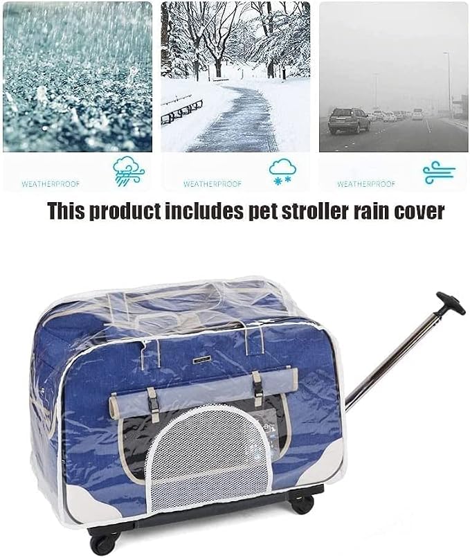 OLOTU Pet Backpack Two Sided Expandable Rolling Carrier, Pet Trolley Case with Two-Degree Adjustment Lever, Extra Spacious Cat Carrier Spacious