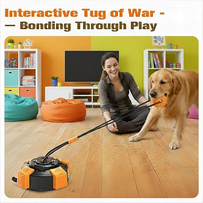Suction Cup Dog Toy & Chew Toy for Aggressive Chewers - Interactive Tug of War Toy with Steel Rope for Large & Medium Dogs, Unbreakable Pull Toy for Mental Stimulation & Boredom Relief