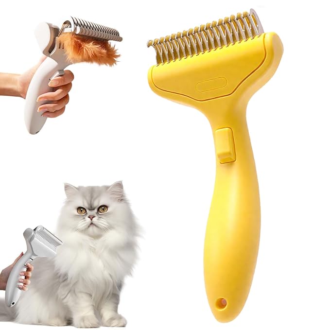 Pet Grooming Brush, 2026 Upgrade Undercoat Rake, Dematting Comb for Dogs and Cats, Removes Tangles Knots and Loose Fur Designed for Thick Coats Long Hair Daily Pet Grooming Use
