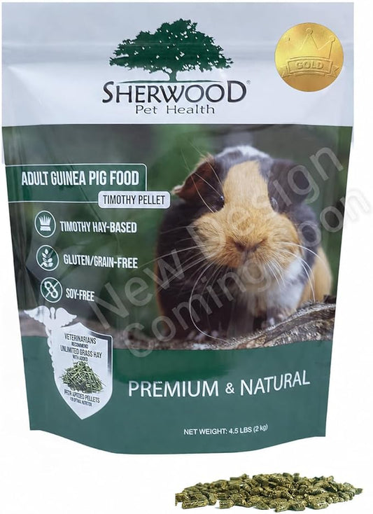 Sherwood Pet Health Adult Guinea Pig Food Measured Timothy Pellet (4.5 Pound) Hay-Based, Grain-Free, Soy-Free for Better Digestion