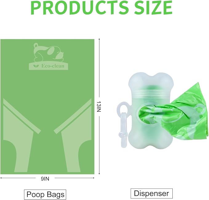 ECO-CLEAN 360 Count Dog Waste Bags with dispenser, 6 Ft Shock Absorbing Retractable Dog Leash with Padded Double Handle