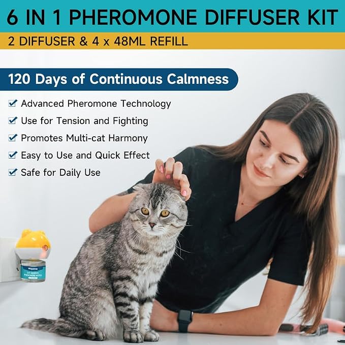 Woyamay Cat Calming Diffuser & Dog Probiotic Chews Bundle – Stress & Behavior Support for Multi-Pet Homes – Calm Anxiety, Support Digestion, Soothe Licking, Barking, and Upset Stomachs