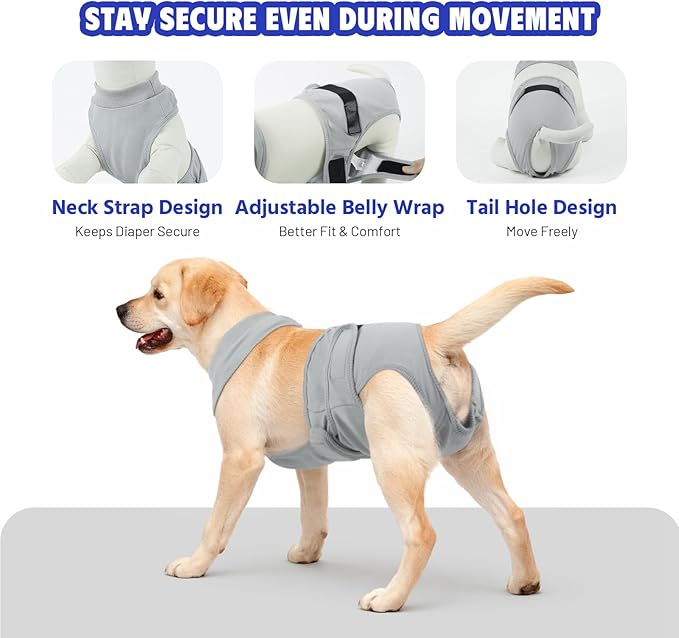 Dog Diapers Female Male，Washable Reusable Period Diapers & Belly Bands, Adjustable Abdominal Wounds Bandages for Heat Cycles & Incontinence, After Surgery, Anti-Harassment or Senior Dogs