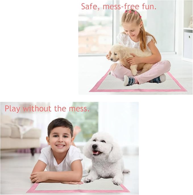 Heavy Duty Pink Puppy Pee Pads, 50 Count - 22 x 22 Inch Dog Training Pads, Leak-Proof Quick Absorb 6-Layer Design for Pet Potty Training, Ideal for Puppies, Cats, Rabbits, and Guinea Pigs