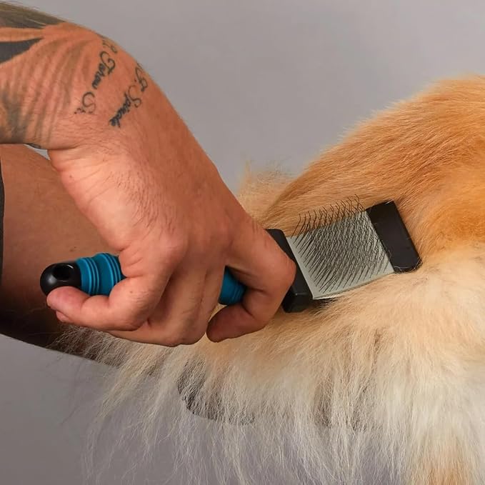 Dog and Cat Coat Grooming Tools Improved Double Sided Flexible Slicker Brushes (Set of Both Slicker Brushes)