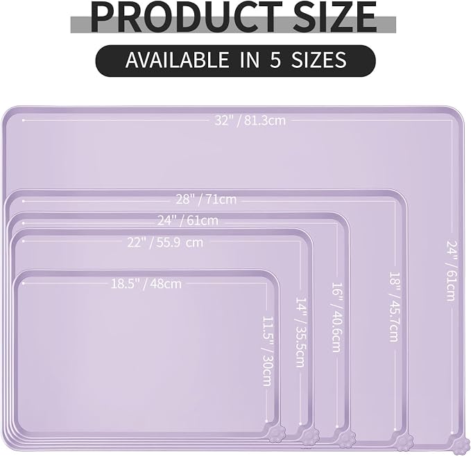 Reopet Silicone Pet Feeding Mat - Waterproof & Non-Slip Dog Cat Placemat | High Raised Edges Prevent Food & Water Spills to Protect Floors, Easy to Clean, Fit for Dog Cat Bowls
