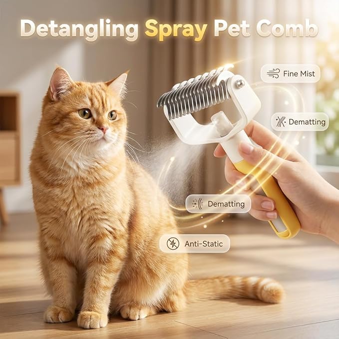 Pet Grooming Brush, Double Sided Pet Grooming Tool for Dogs and Cats, Extra-Wide Stainless Steel Deshedding Dog Brush for Matted Fur Medium or Long Haired Breeds (Blue+Yellow, 2pcs)