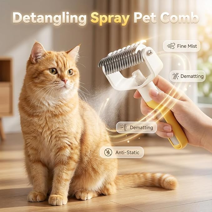 Pet Grooming Brush, Double Sided Pet Grooming Tool for Dogs and Cats, Extra-Wide Stainless Steel Deshedding Dog Brush for Matted Fur Medium or Long Haired Breeds (Yellow+Pink, 2pcs)