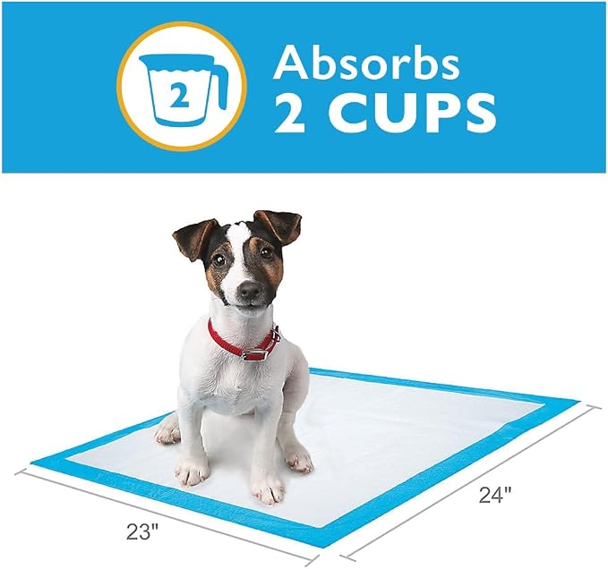 Great Choice Dog Training Pads, Leakproof with Odor Control, 23x24 Inch, 8-10 Hour Protection, Pheromone Attractant, 2 Cup Absorption 150 Count