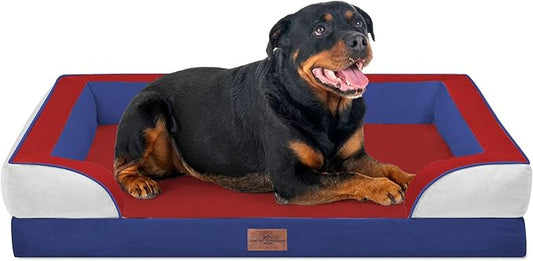 Comfort Expression Orthopedic Dog Bed for Extra Large Dogs 45x35 Inch, Waterproof Egg Crate Foam XL Pet Bed with Bolsters, Dog Couch with Washable Cover & Non-Slip Bottom, American Flag 2