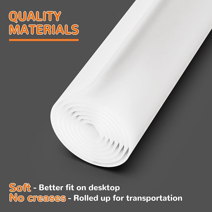 Silicone Mats for Kitchen Counter, Table & Desk, 47"x23" Heat Resistant Countertop Protector, Non-Slip Baking Pad, Dishwasher Safe - No Crease & White Translucent, Warome