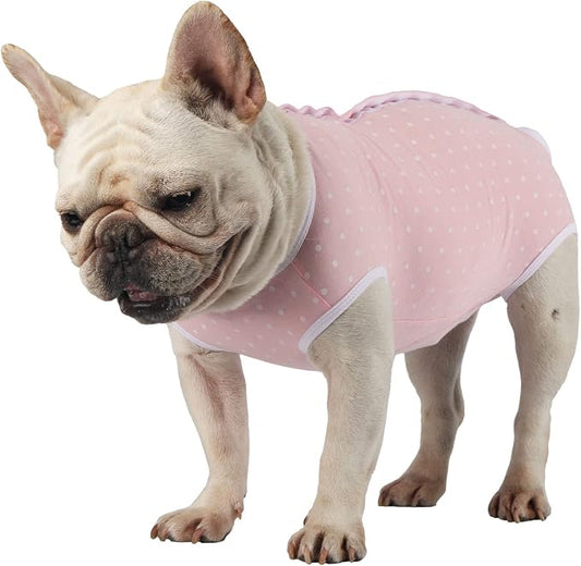 Etdane Dog Diapers Sanitary Panties Physiological Period Shirts Surgical Recovery Suits for Male and Female Dogs Pink Polka Dots/M
