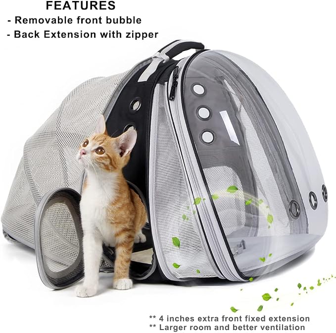 Dual Extension Cat Backpack Carrier with Removable Bubble Window, Adding Fan Bundle