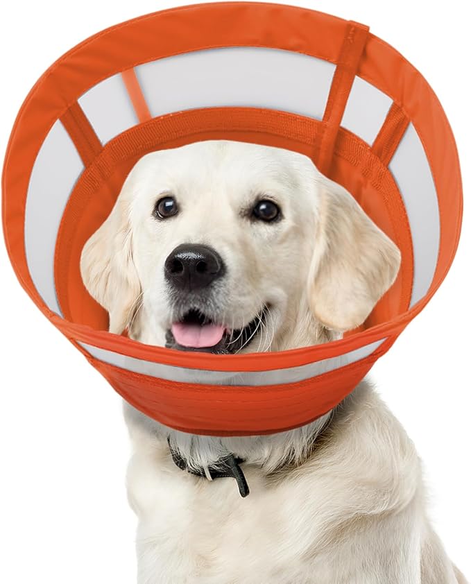 ASENKU Dog Cone Collar, Soft Adjustable Cone for Dogs to Stop Licking, Lightweight Recovery Dog Cone After Surgery, Pet E-Collar for Small, Medium & Large Dogs(Orange, S)