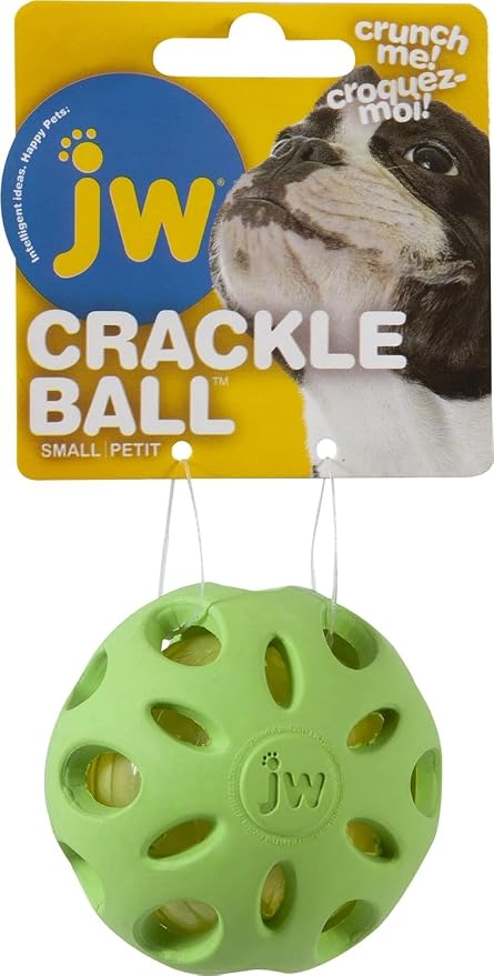 JW Pet Crackle Heads Ball Rubber Durable Fetch Chew Dog Toy 2.3 in Small 3 Pack