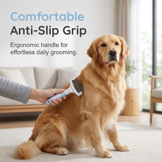 Dual-Sided Pet Grooming Comb, Dog Brush for Shedding, Deshedding Cat Brush for Cats & Dogs, Pet Grooming Rake, Deshedding & Grooming Tool For Long Haired And Short Haired Dogs (Orange)