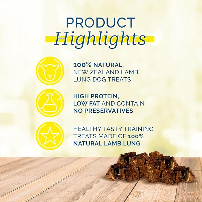 PCI Pet Center, Inc Lamb Crunchers - Lamb Lung Dog Training Treats - Premium Quality, 100% Natural, Single Ingredient - Dog & Puppy Treats - 6 oz Container