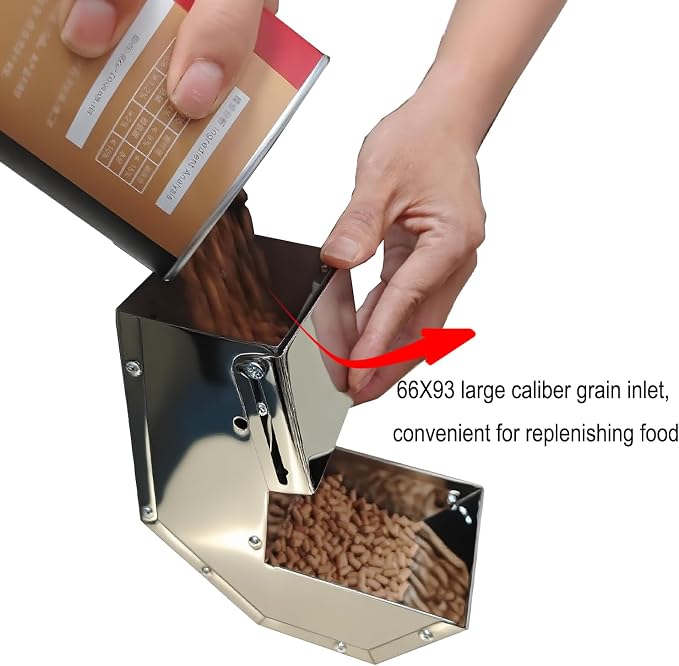 Small Animal Feeder for Rabbits - Stainless Steel Gravity Feeding with Sliding Lid, Anti-Corrosion, Durable for Outdoor & Indoor Cage Use, Holds Several Days' Food (2 Pcs)