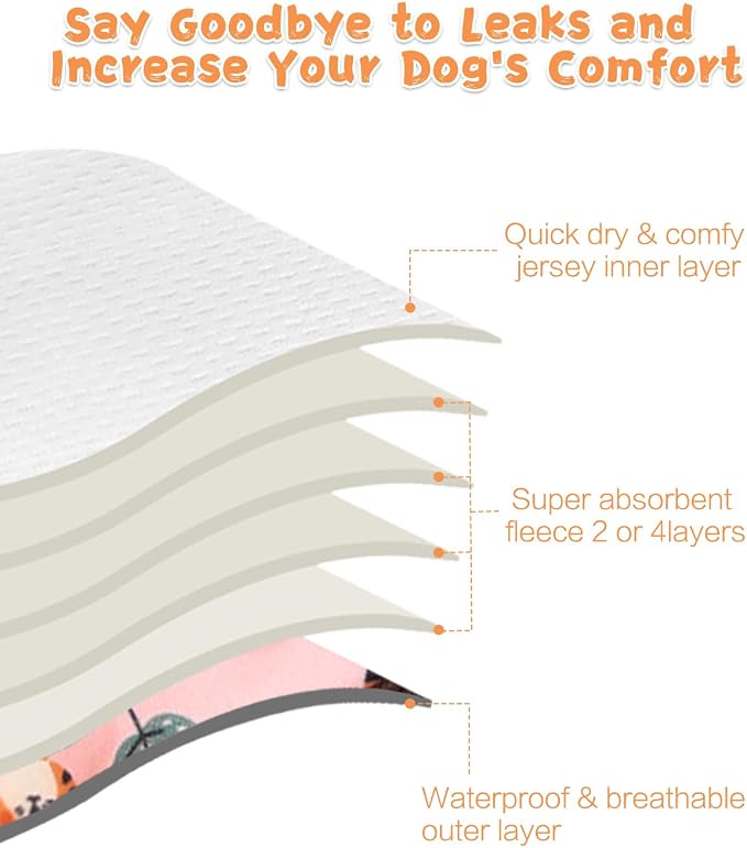 CuteBone Washable Female Dog Diapers 4 Pack Reusable Doggie Heat Diapers for Period FMG07S