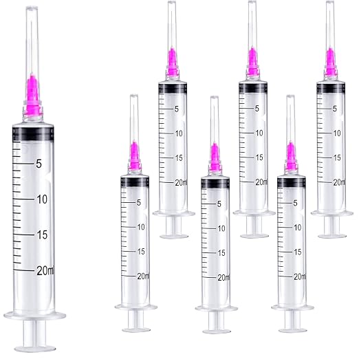 15 Pack 20ml 18Ga Plastic Syringe with Measurement, Disposable Individually Wrapped (15, 20ml-18Ga)