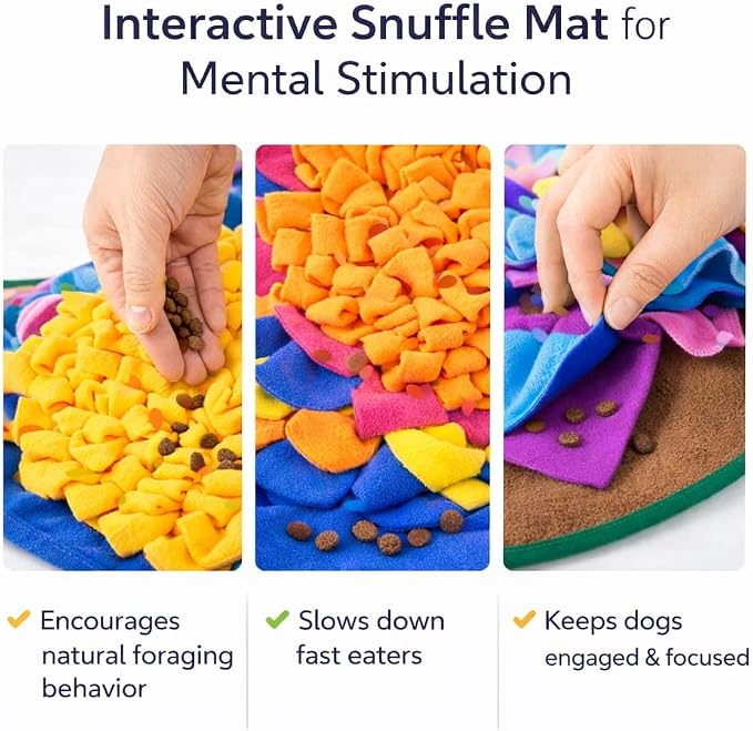 Dog Snuffle Mat - Slow Feeder for Dogs, Interactive Feeding Mat for Mental Stimulation & Anxiety Relief, Non-Slip Washable Pet Enrichment Toy for Small & Large Dogs