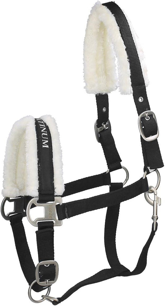 HORZE Howard Soft Fleece Padded Adjustable Polyester Horse Halter - Black - Horse