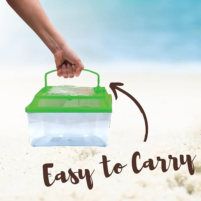 Needzo Hermit Crab Tank with Carrier Handles, Plastic Terrariums for Reptiles, Crabs, Lizards, and More, 12.5 inches