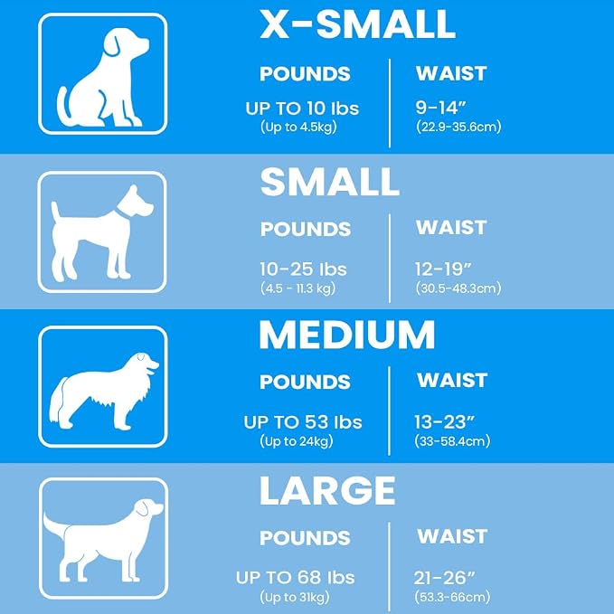 BV Dog Diapers Male Medium (Waist 13-23in) Super Absorbent - 50 Count Disposable - Doggie Diapers with Wetness Indicator - Adjustable Male Dog Wraps - Ideal for Incontinence/Training