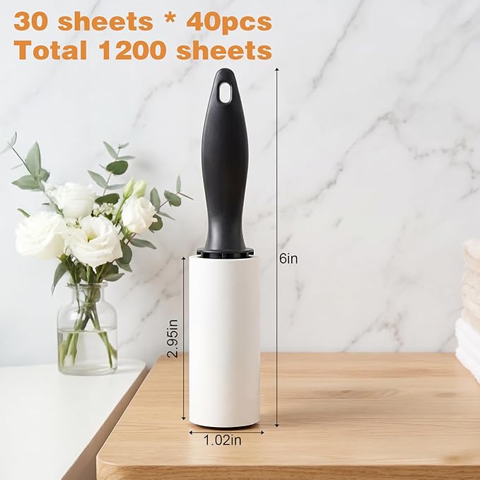 40 Pack Mini Lint Rollers, Travel Lint Roller with 1200 Sheets, Sticky Lints Remover for Clothes, Pet Hair, Furniture, Car Seats, Couch, Carpet (6.3 x 1.02 Inches)