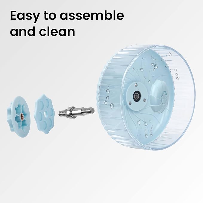 Silent Hamster Wheel, 10in Hamster Wheel No Stand, Double-Bearing Quiet Spinner for Syrian Hamsters, Hedgehogs, Mice & Small Pets, Blue