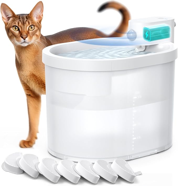 uahpet Cat Water Fountain+7 Pack Replacement Filters & 12 Pack Replacement Filter Sponges