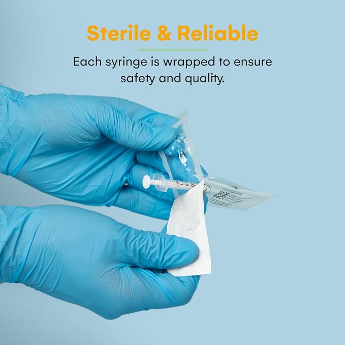 Care Touch CTSLL1-VC Syringe with Luer Lock Tip, 1ml, 100 Syringes without a Needle