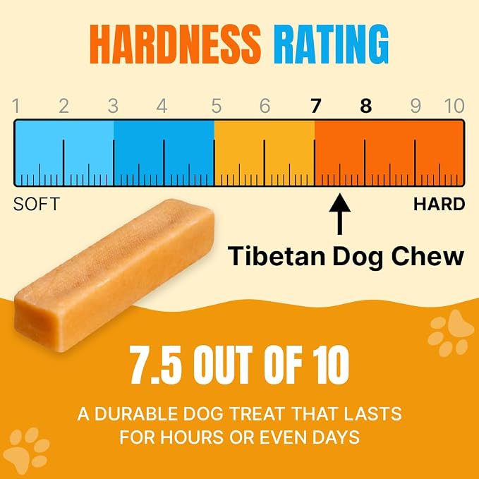 Tibetan Dog Chew (X-Large, 6.0 oz) Yak Treats - No Additives and No Preservatives. Keep Your Bored Fur-Babies Busy and Entertained for Hours (for Extra-Large Dog Breed)