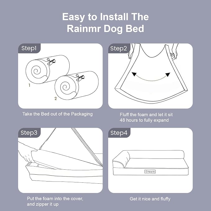 Rainmr Orthopedic Dog Bed for Small and Medium Dogs, Memory Foam Pet Bed with Washable Removable Cover, Nonskid Bottom, Waterproof, for Indoor, Outdoor, Crate ＆ Car Use, 30x20x6 Inches, Dark Grey