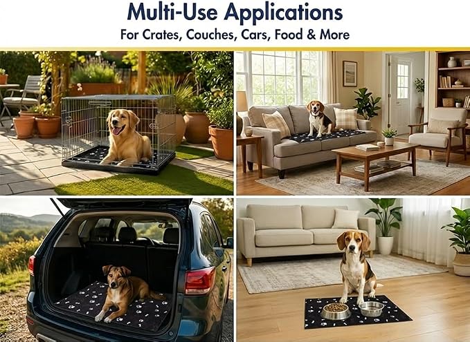 Muddy Mat® Washable Pee Pads for Dogs, Super Absorbent Reusable Puppy Pads–100% Waterproof Pee & Potty Training Pads for Pets, Non-Slip Dog Pads for Crates, Playpens and Floors - 2 Pack, Black 18"x24"