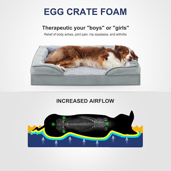 FURTIME Orthopedic Large Dog Bed, XL Waterproof Dog Beds, 42x35x6.5 Supportive Foam Pet Couch Bed with Removable Washable Cover and Nonskid Bottom