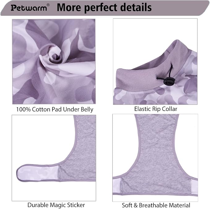 PetWarm Dog Surgery Suit, Surgical Suit for Dogs Female Spay Male Neutered, After Surgery Dog Onesie, Cone E-Collar Alternative, Camouflage Pattern, Gray, XL