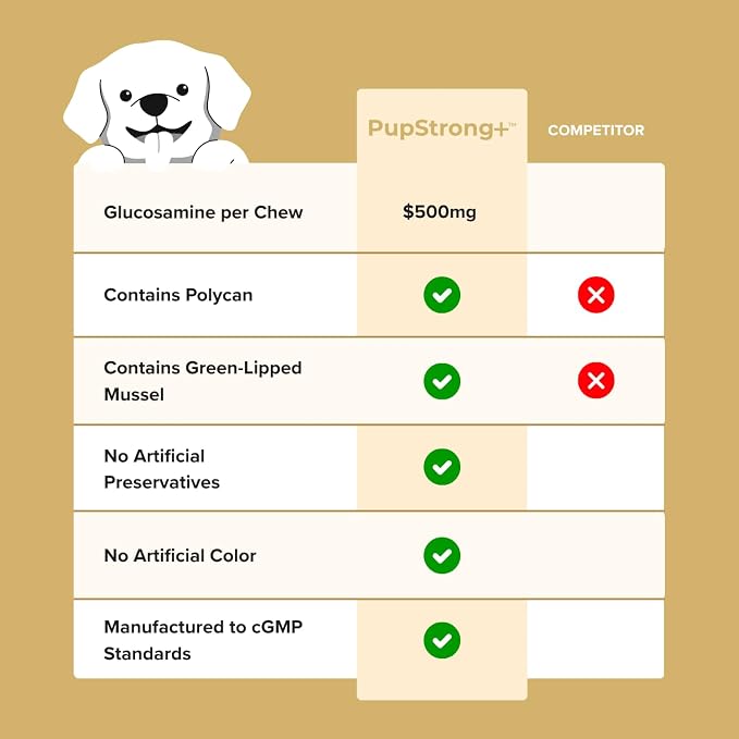 Pupstrong™+ Hip & Joint Support Soft Chews for Dogs – Powered by Polycan® Postbiotic – Supports Gut Health, Mobility, Joint Flexibility, Immune Health & Healthy Aging – 120 Chews