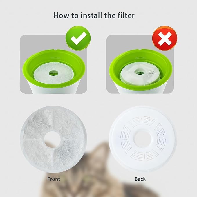 12 Pack Cat Water Fountain Filters for Catit, Triple Action Replacement Filters for Catit Flower Fountain and Catit Stainless Steel Fountain