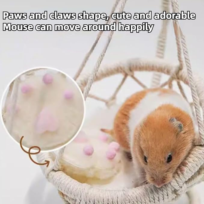 Hamster Hammock Swing Bed House Hanging Hammock Woven Swing Hamster Toys for Pets Small Animal Sugar Glider Cage Accessories