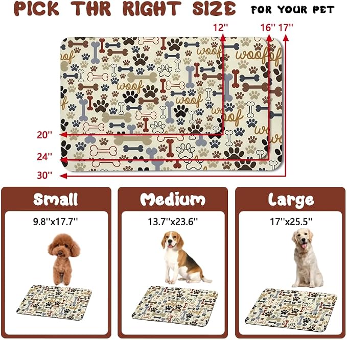 Dog Food Mats for Floors Waterproof, Pet Water Bowl Mats Pet Feeding Absorbent Placemats Beige 24 * 32 inch