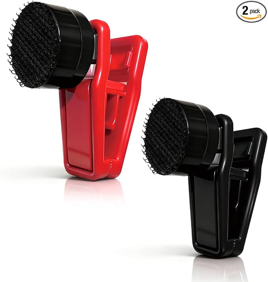 Magnetic Seaweed Feeder Clip, N52 Strong Magnet – Rust-Proof ABS, Wavy Bite Grip for Nori, Replaces Suction Cups, Saltwater Freshwater Tank Accessories up to 0.6" Glass (Blcak+Red)