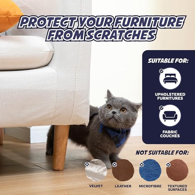 Panther Armor Anti Cat Scratch Furniture Protector, 1Pk Roll, Double Sided Sticky Cat Tape for Furniture, Furniture Scratch Guards for Cats, Cat Scratch Deterrent for Furniture, 4in x 88.5ft