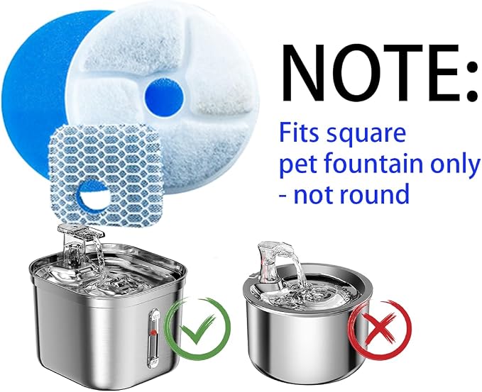 Homtyler Stainless Steel Cat Water Fountain Filters 20 Pack Cat Fountain Filter Replacement, 3 Triple Filtration System, Activated Carbon Filters for 2.2L/73oz Automatic Pet Water Fountain Filter