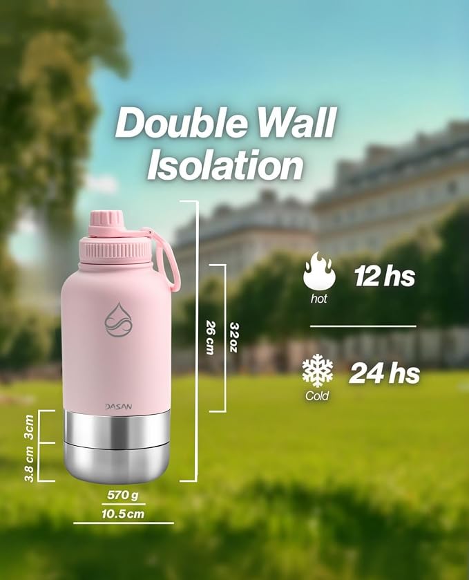 DASAN MagSafe Water Bottle 32oz – Stainless Steel Insulated Magnetic Water Bottle Holder With Phone Stand, Tripod Mount, Snack Compartment & Pill Storage – Leakproof Bottle For Gym, Travel and Work