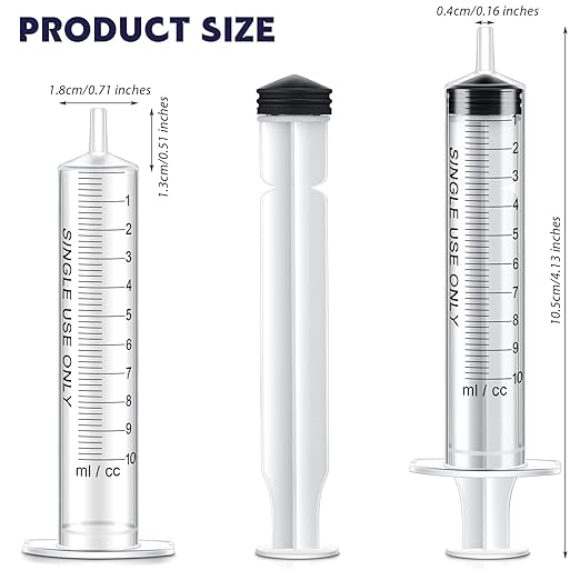 Xuhal 200 Pcs 10 ml/cc Plastic Liquid Measuring Syringes No Needle Clear Small Syringes for Oral, Scientific Labs Measuring Liquids, Feeding Pets, Epoxy Resin, Watering Plants, Oil or Glue Applicator