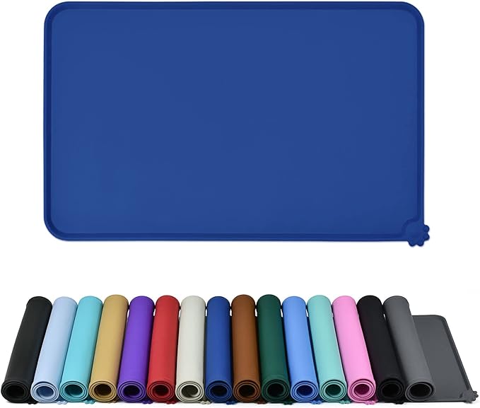 Reopet Silicone Pet Feeding Mat - Waterproof & Non-Slip Dog Cat Placemat | High Raised Edges Prevent Food & Water Spills to Protect Floors, Easy to Clean, Fit for Dog Cat Bowls